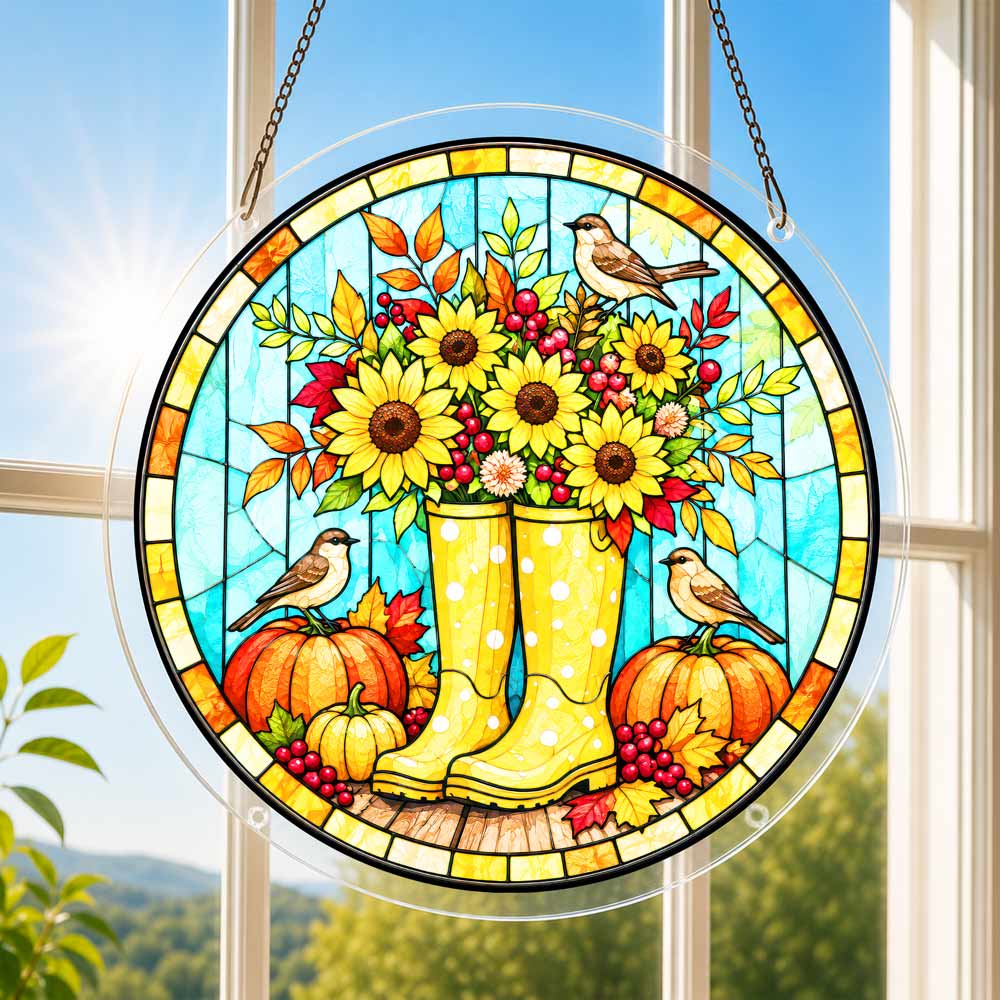 Acrylic Jigsaw Puzzle Acrylic Jigsaw Puzzle Suncatcher - Sunflower Boots