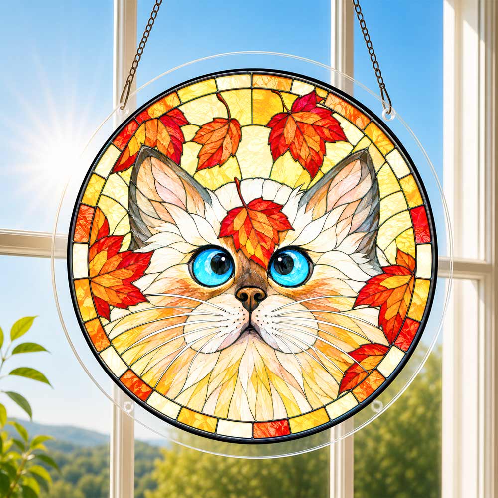 Acrylic Jigsaw Puzzle Acrylic Jigsaw Puzzle Suncatcher - Autumn Kitty