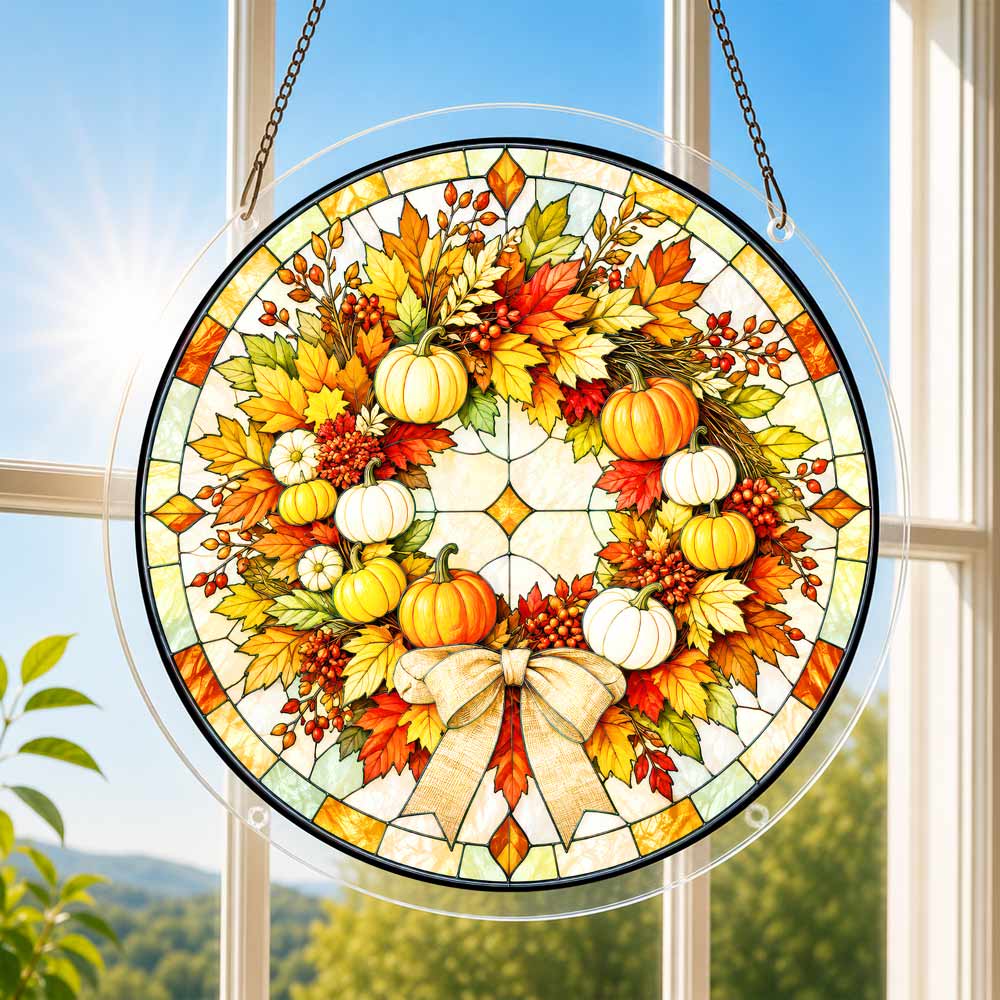 Acrylic Jigsaw Puzzle Acrylic Jigsaw Puzzle Suncatcher - Pumpkin Wreath