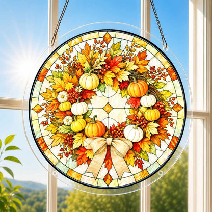 Acrylic Jigsaw Puzzle Acrylic Jigsaw Puzzle Suncatcher - Pumpkin Wreath