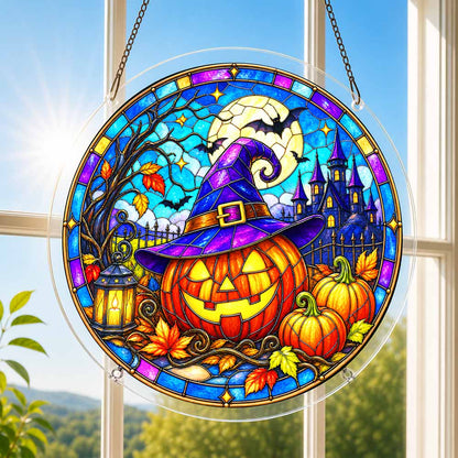 Acrylic Jigsaw Puzzle Acrylic Jigsaw Puzzle Suncatcher - Pumpkin Witch