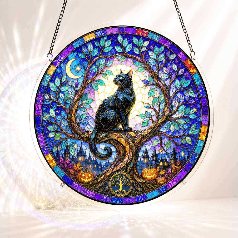 Acrylic Jigsaw Puzzle S - (7 inch) Acrylic Jigsaw Puzzle Suncatcher - Mystic Cat