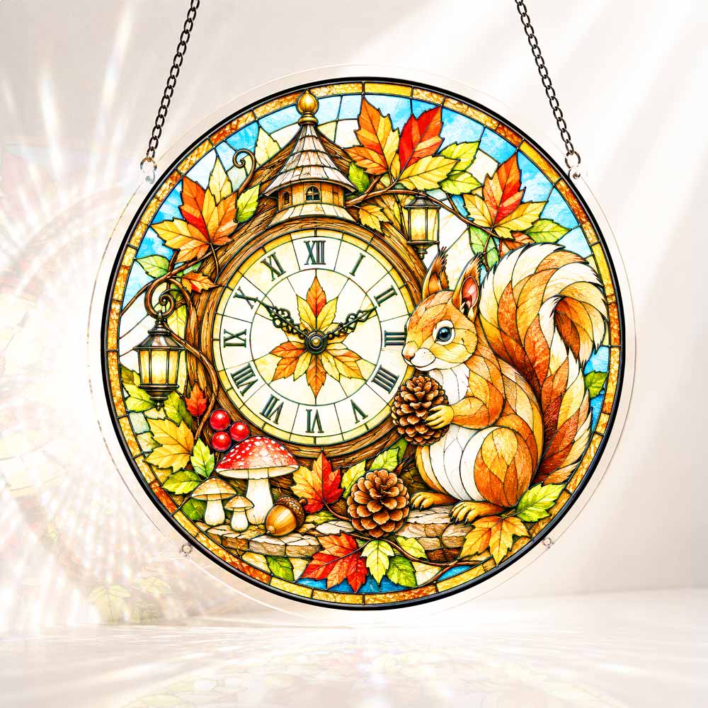 Acrylic Jigsaw Puzzle S - (7 inch) Acrylic Jigsaw Puzzle Suncatcher - Autumn Clock