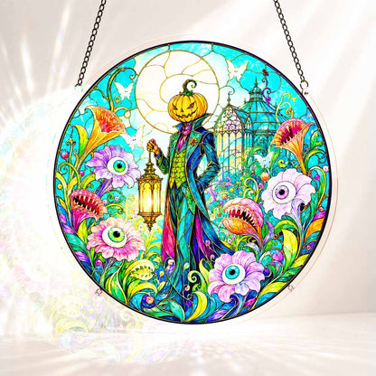 Acrylic Jigsaw Puzzle S - (7 inch) Acrylic Jigsaw Puzzle Suncatcher - Pumpkin Scarecrow