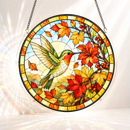 Acrylic Jigsaw Puzzle S - (7 inch) Acrylic Jigsaw Puzzle Suncatcher - Autumn Hummingbird