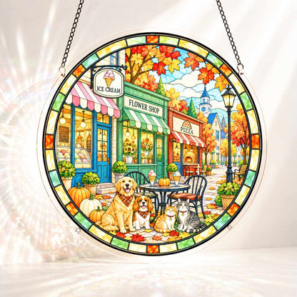 Acrylic Jigsaw Puzzle S - (7 inch) Acrylic Jigsaw Puzzle Suncatcher - Autumn Café
