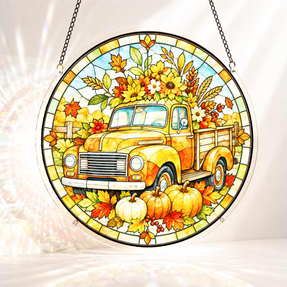 Acrylic Jigsaw Puzzle S - (7 inch) Acrylic Jigsaw Puzzle Suncatcher - Harvest Truck