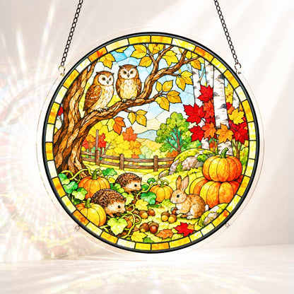 Acrylic Jigsaw Puzzle S - (7 inch) Acrylic Jigsaw Puzzle Suncatcher - Autumn Owls