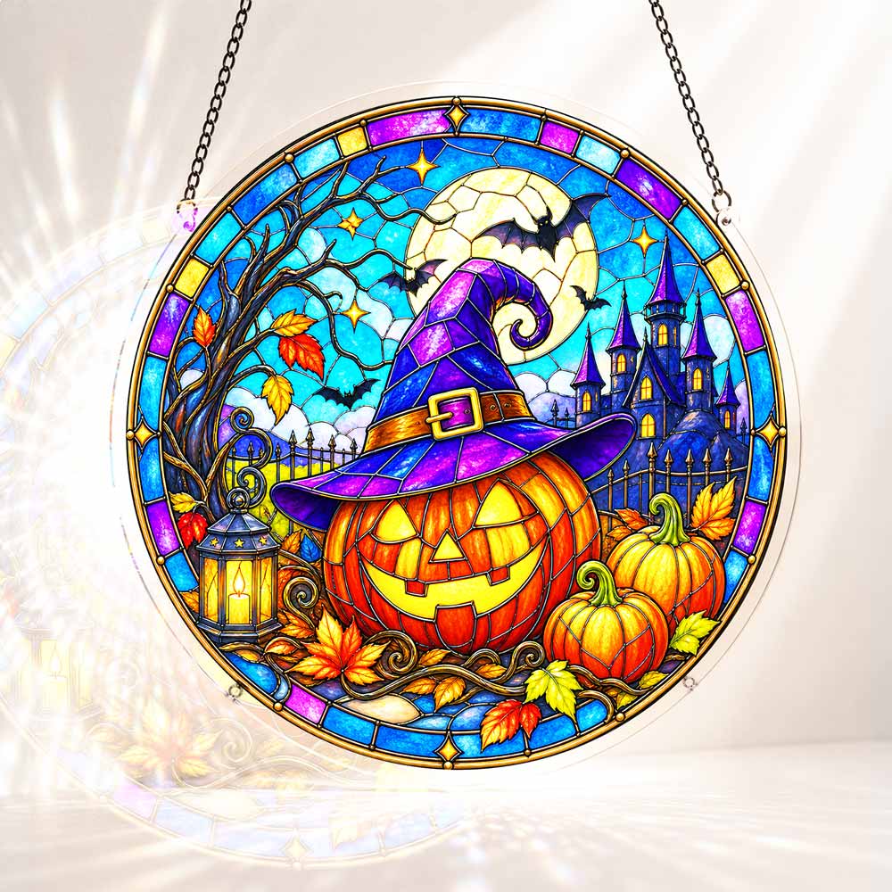 Acrylic Jigsaw Puzzle S - (7 inch) Acrylic Jigsaw Puzzle Suncatcher - Pumpkin Witch