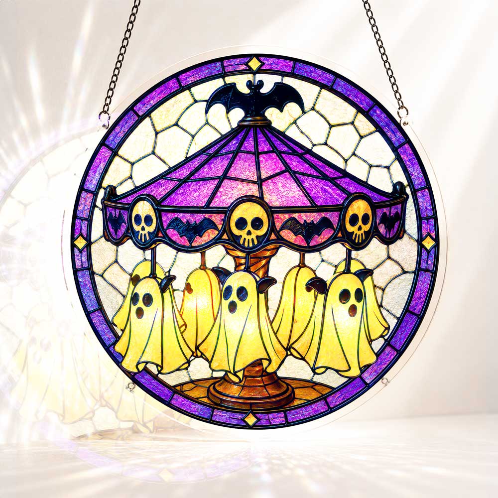 Acrylic Jigsaw Puzzle S - (7 inch) Acrylic Jigsaw Puzzle Suncatcher - Ghost Carousel