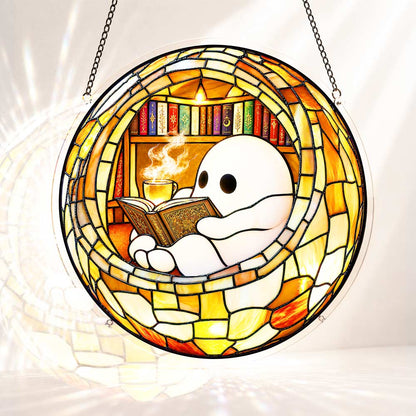 Acrylic Jigsaw Puzzle S - (7 inch) Acrylic Jigsaw Puzzle Suncatcher - Reading Ghost