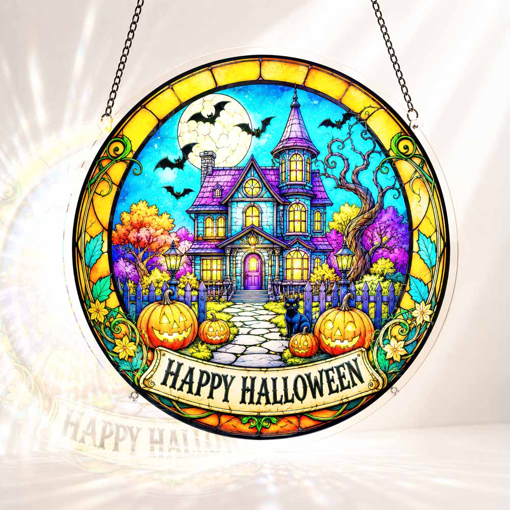 Acrylic Jigsaw Puzzle S - (7 inch) Acrylic Jigsaw Puzzle Suncatcher - Pumpkin Manor