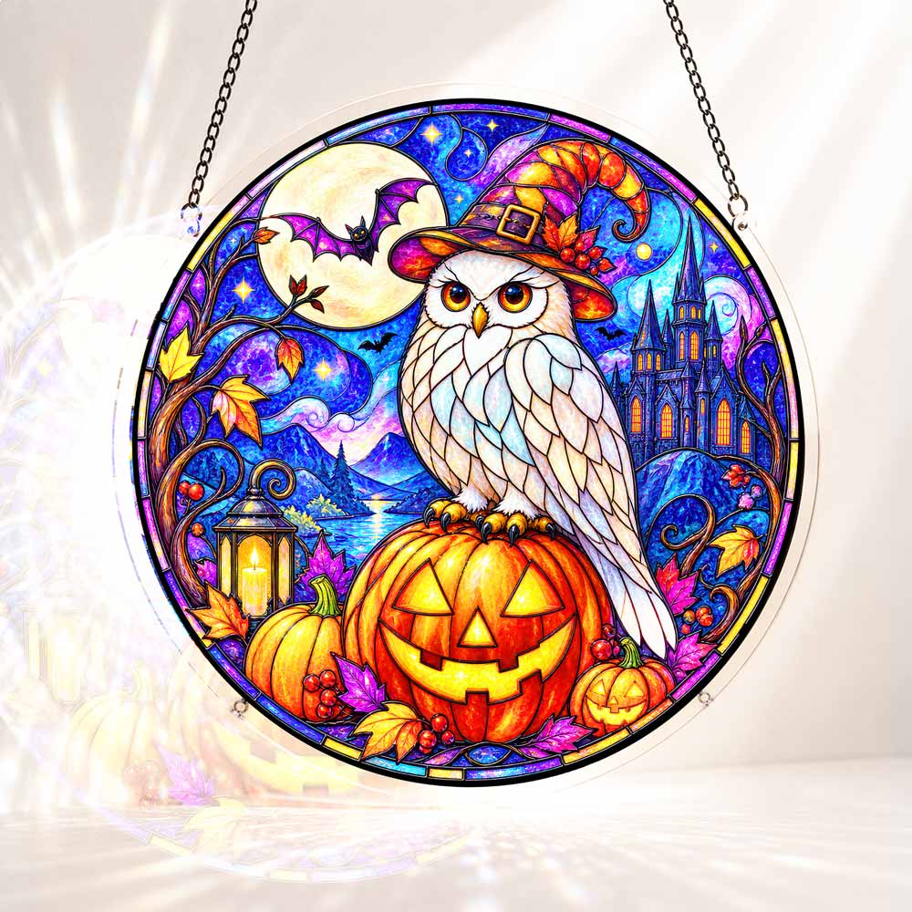 Acrylic Jigsaw Puzzle S - (7 inch) Acrylic Jigsaw Puzzle Suncatcher - Witch Owl
