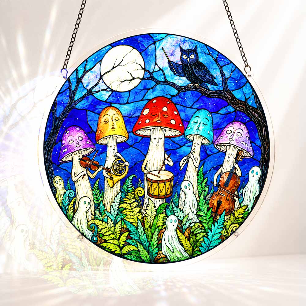 Acrylic Jigsaw Puzzle S - (7 inch) Acrylic Jigsaw Puzzle Suncatcher - Magic Mushrooms