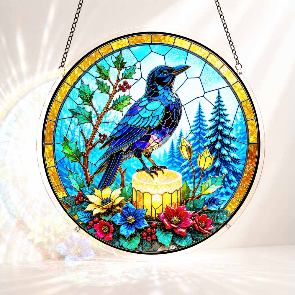 Acrylic Jigsaw Puzzle S - (7 inch) Acrylic Jigsaw Puzzle Suncatcher - Midnight Raven