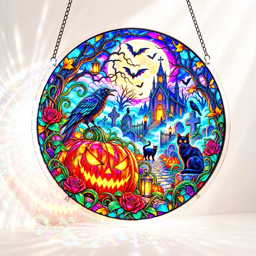 Acrylic Jigsaw Puzzle S - (7 inch) Acrylic Jigsaw Puzzle Suncatcher - Raven Graveyard
