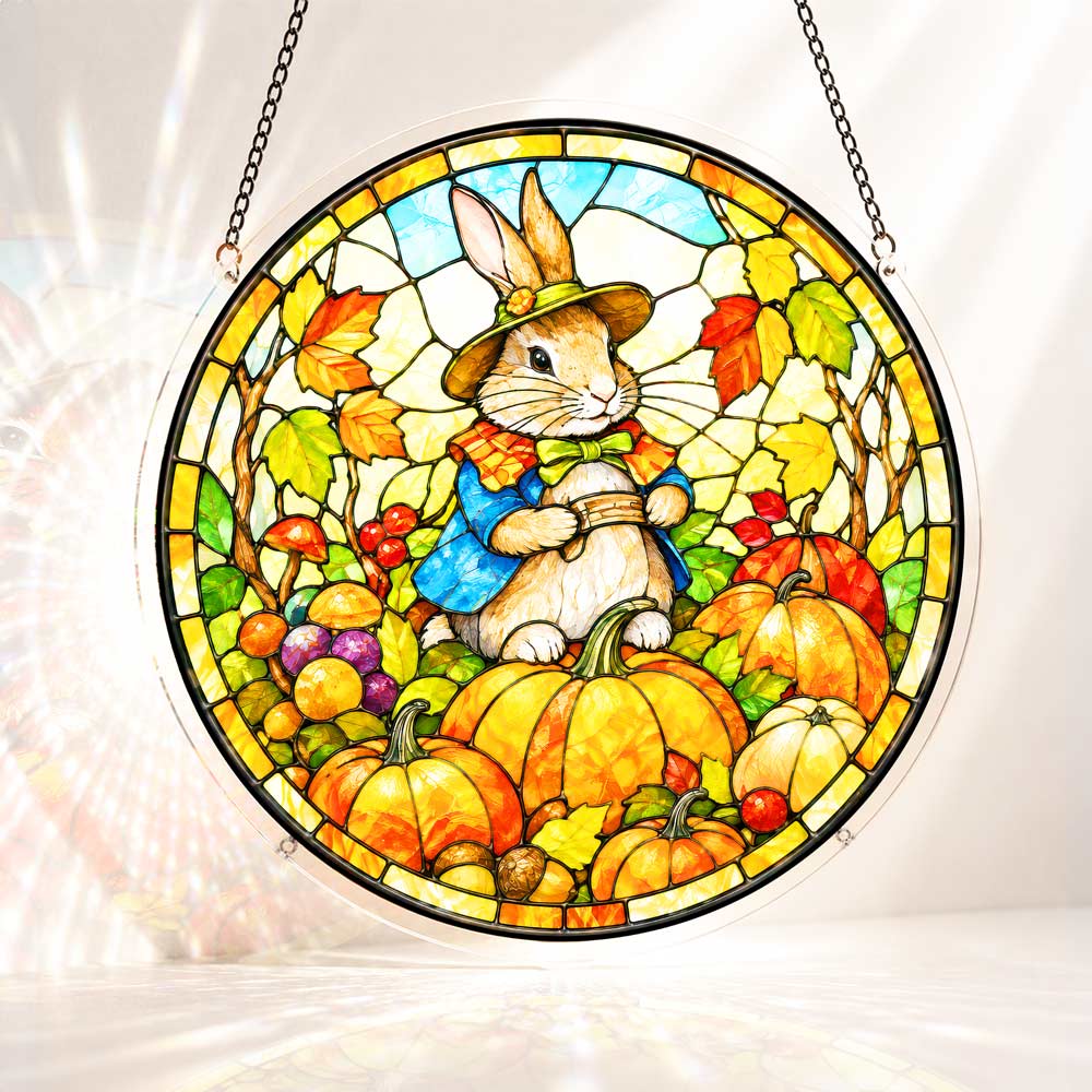 Acrylic Jigsaw Puzzle S - (7 inch) Acrylic Jigsaw Puzzle Suncatcher - Harvest Bunny