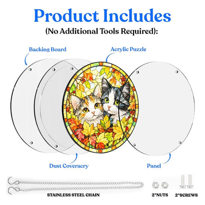 Acrylic Jigsaw Puzzle Acrylic Jigsaw Puzzle Suncatcher - Autumn Cats