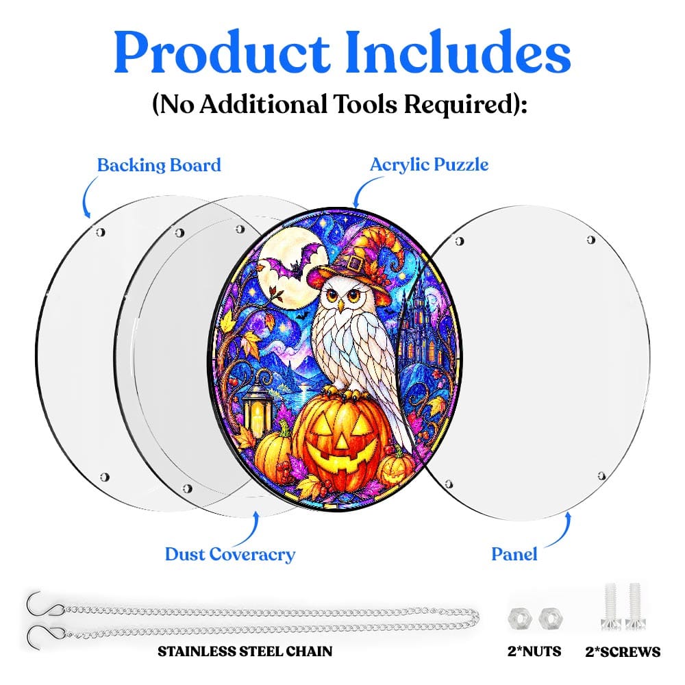 Acrylic Jigsaw Puzzle Acrylic Jigsaw Puzzle Suncatcher - Witch Owl