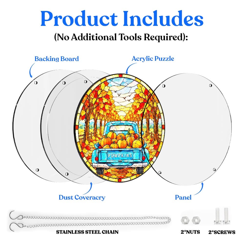 Acrylic Jigsaw Puzzle Acrylic Jigsaw Puzzle Suncatcher - Pumpkin Truck