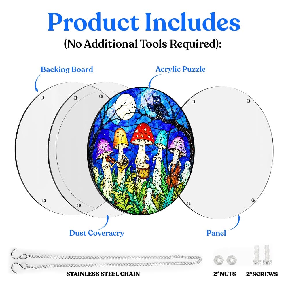 Acrylic Jigsaw Puzzle Acrylic Jigsaw Puzzle Suncatcher - Magic Mushrooms
