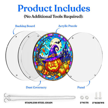 Acrylic Jigsaw Puzzle Acrylic Jigsaw Puzzle Suncatcher - Pumpkin Witch