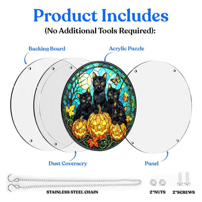 Acrylic Jigsaw Puzzle Acrylic Jigsaw Puzzle Suncatcher - Pumpkin Cats