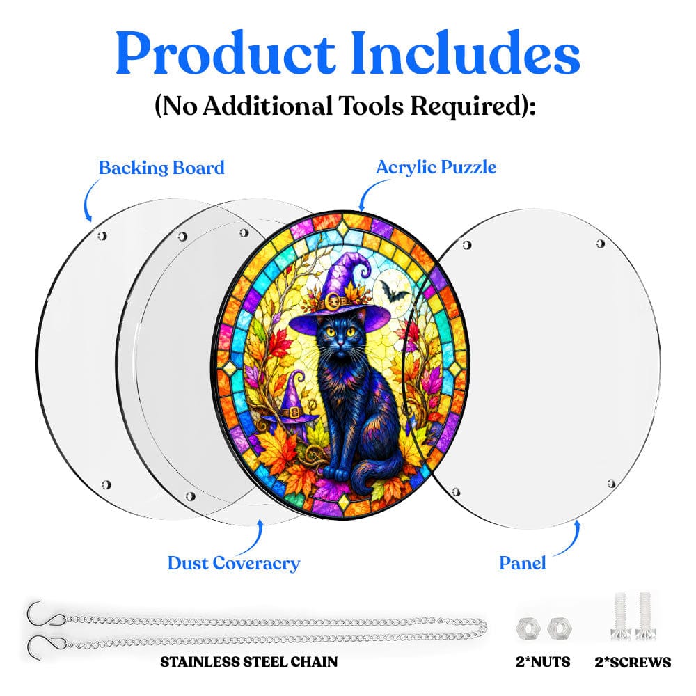 Acrylic Jigsaw Puzzle Acrylic Jigsaw Puzzle Suncatcher - Witch Cat