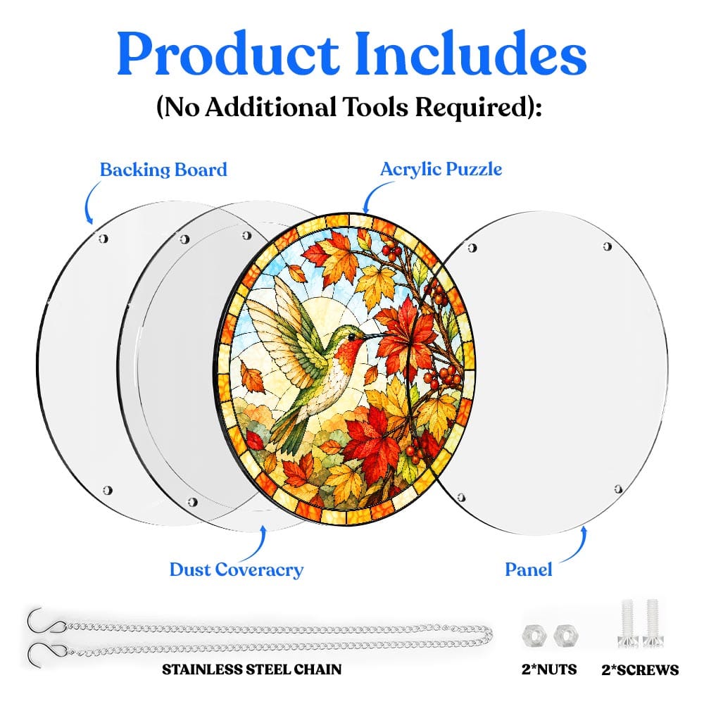 Acrylic Jigsaw Puzzle Acrylic Jigsaw Puzzle Suncatcher - Autumn Hummingbird
