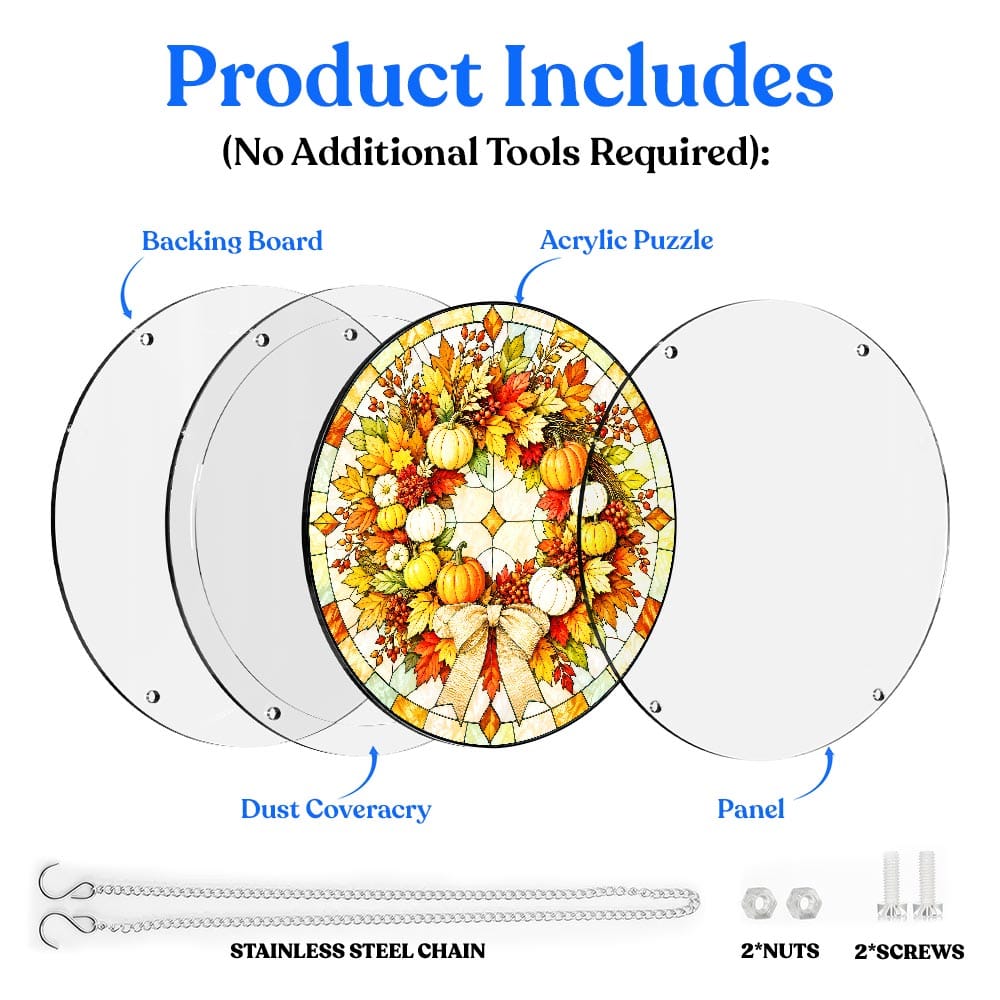 Acrylic Jigsaw Puzzle Acrylic Jigsaw Puzzle Suncatcher - Pumpkin Wreath