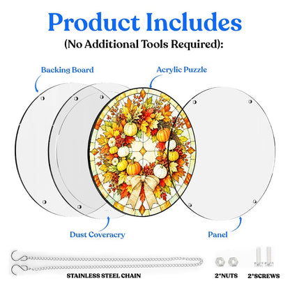 Acrylic Jigsaw Puzzle Acrylic Jigsaw Puzzle Suncatcher - Pumpkin Wreath
