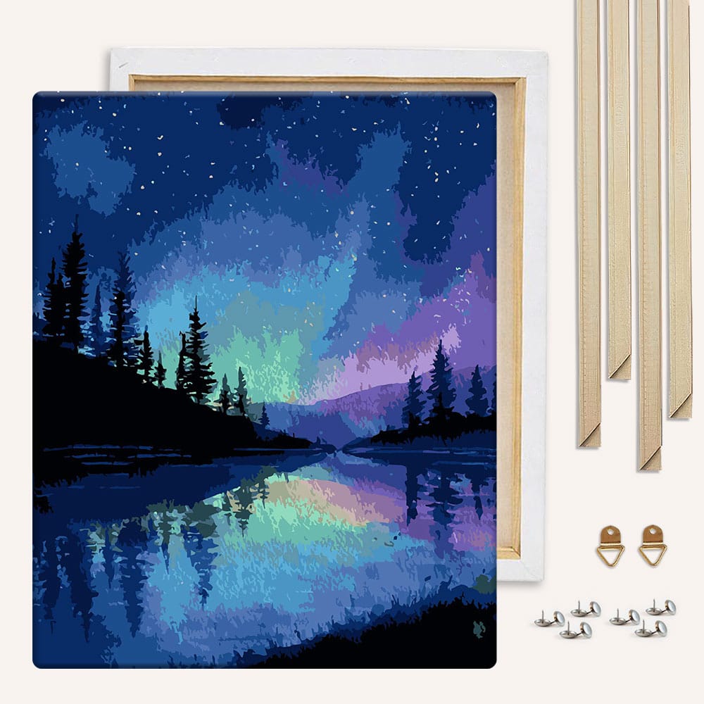 Painting By Numbers Kits With DIY Wood Frame Alaskan Night Sky - Paint By Numbers Kit