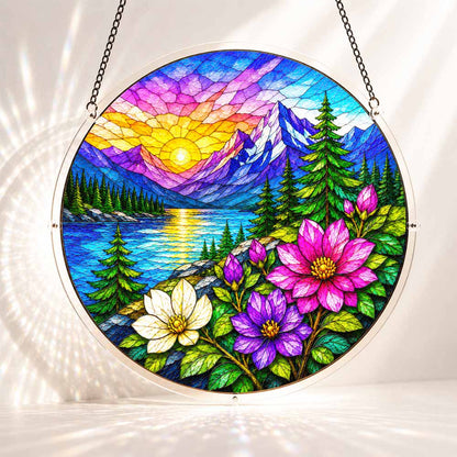 Acrylic Jigsaw Puzzle S - (7 inch) Acrylic Jigsaw Puzzle Suncatcher - Alpine Sunrise