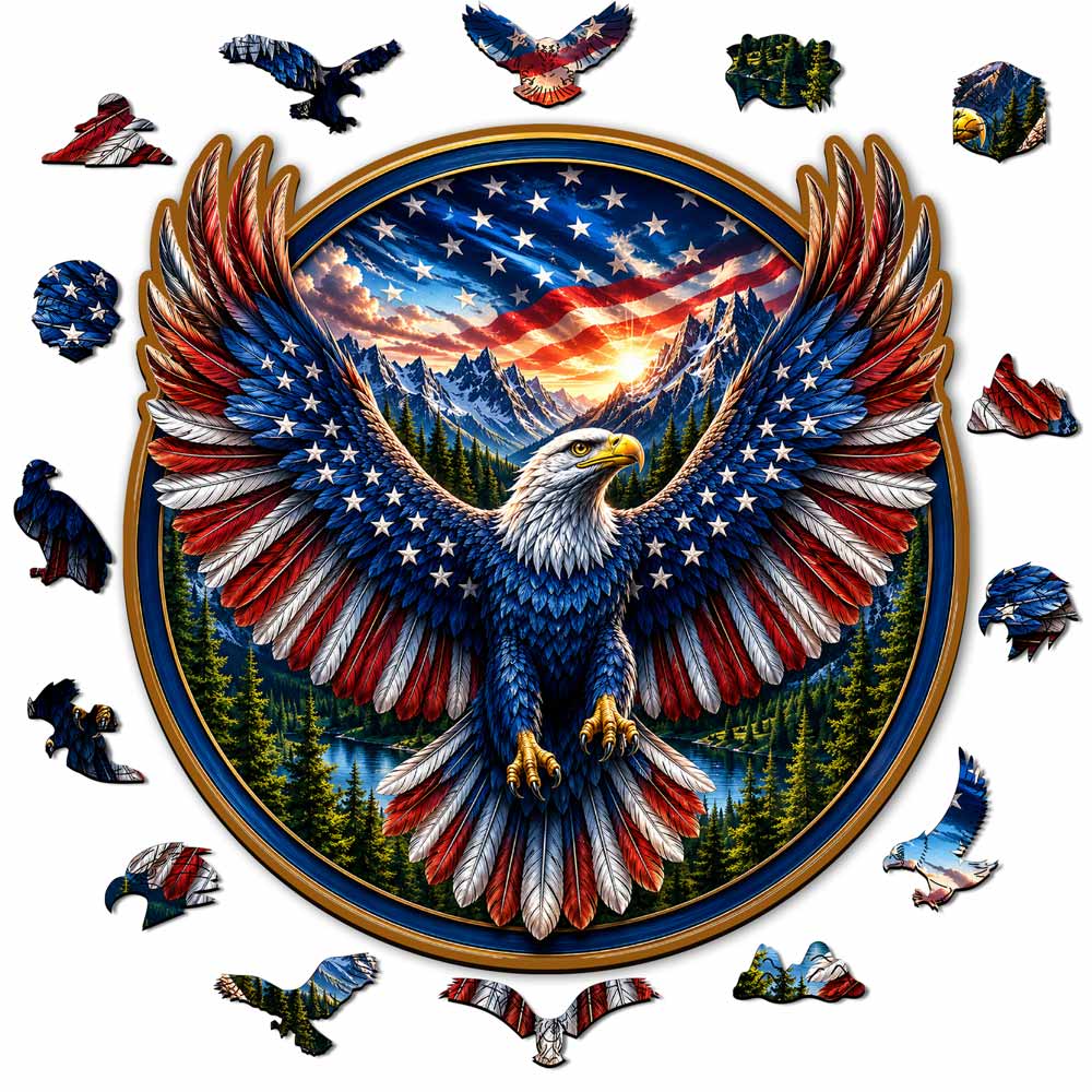 Animal Jigsaw Puzzle > Wooden Jigsaw Puzzle > Jigsaw Puzzle A5/Small Liberty Eagle - Wooden Jigsaw Puzzle