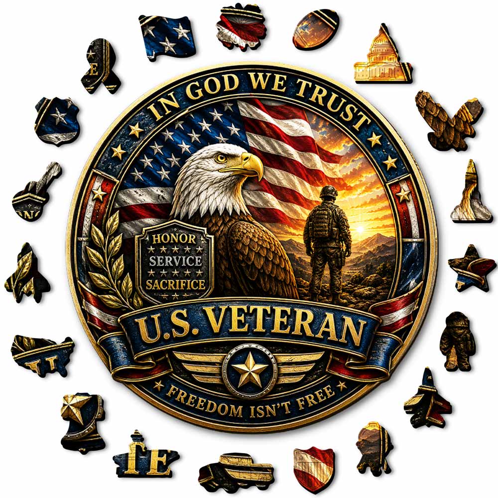 Animal Jigsaw Puzzle > Wooden Jigsaw Puzzle > Jigsaw Puzzle A5/Small 🔥Limited Edition🔥Veteran Tribute Coin - Wooden Jigsaw Puzzle