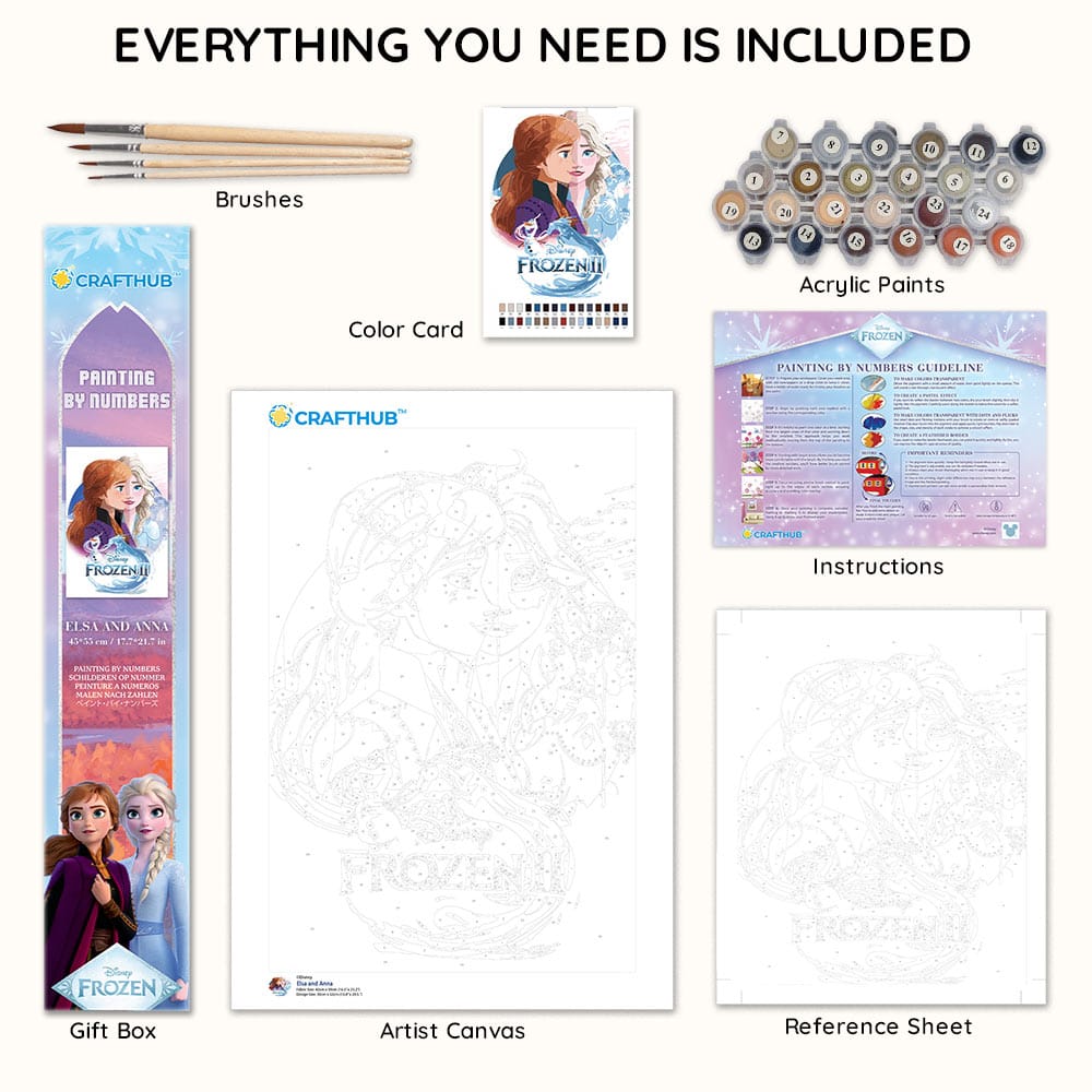 Painting By Numbers Kits 13.8" x 20.5" (35x52cm) Elsa and Anna - Paint By Numbers Kit