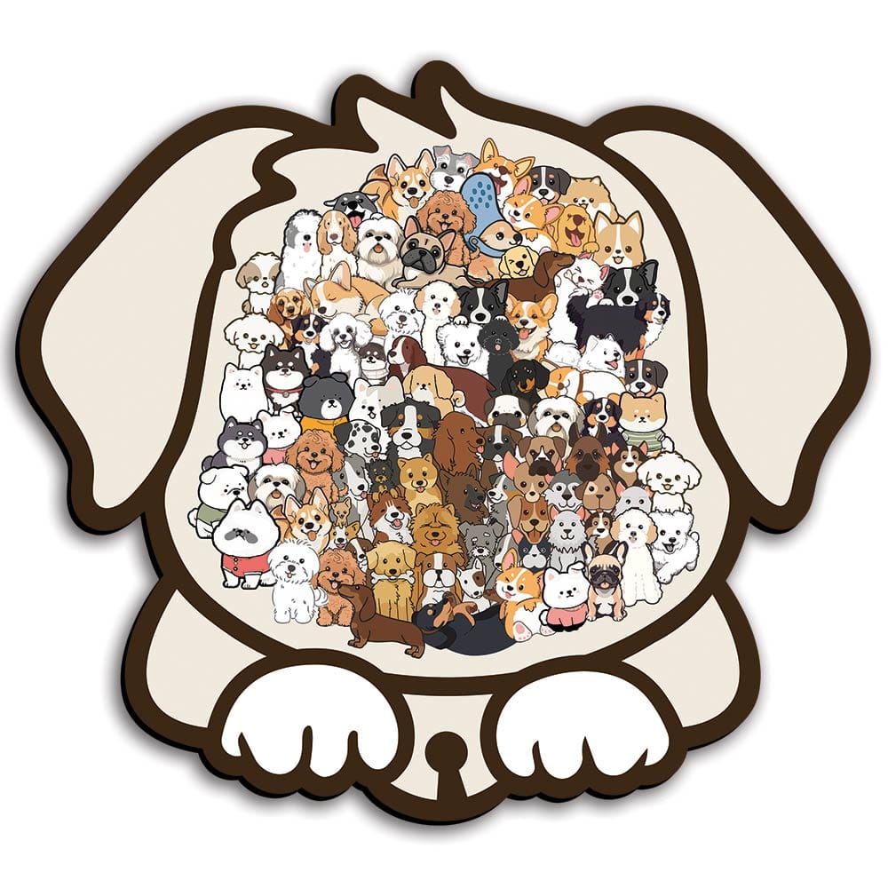 Animal Jigsaw Puzzle > Wooden Jigsaw Puzzle > Jigsaw Puzzle A3/Big With Frame Dog Shaped - Wooden Jigsaw Puzzle