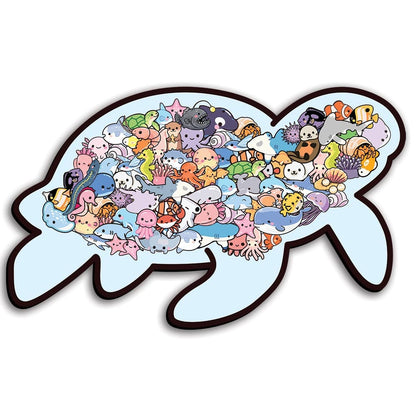 Animal Jigsaw Puzzle > Wooden Jigsaw Puzzle > Jigsaw Puzzle A3/Big With Frame Sea Life - Wooden Jigsaw Puzzle