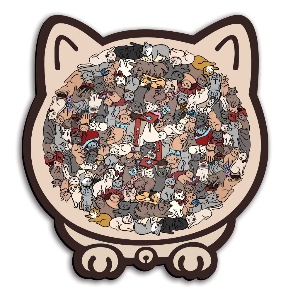 Wooden Jigsaw Puzzles A3/Big With Frame Cat Shaped - Jigsaw Puzzle