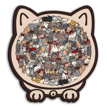 Wooden Jigsaw Puzzles A3/Big With Frame Cat Shaped - Jigsaw Puzzle