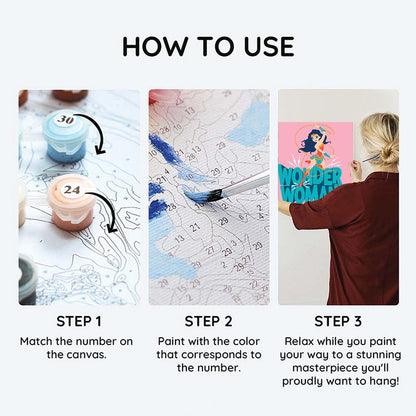 Painting By Numbers Kits 9.8" x 9.8" (25x25cm) Wonder Woman - Paint By Numbers Kit