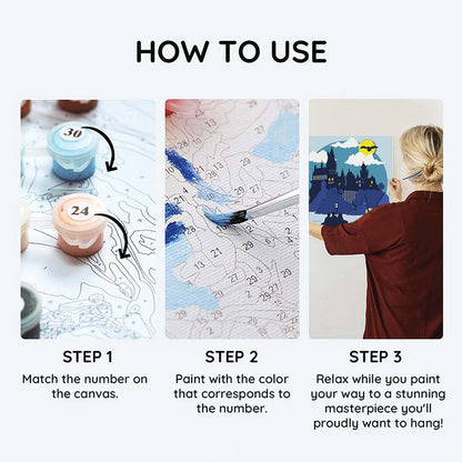 Painting By Numbers Kits 9.8" x 9.8" (25x25cm) Boats To Hogwarts - Paint By Numbers Kit