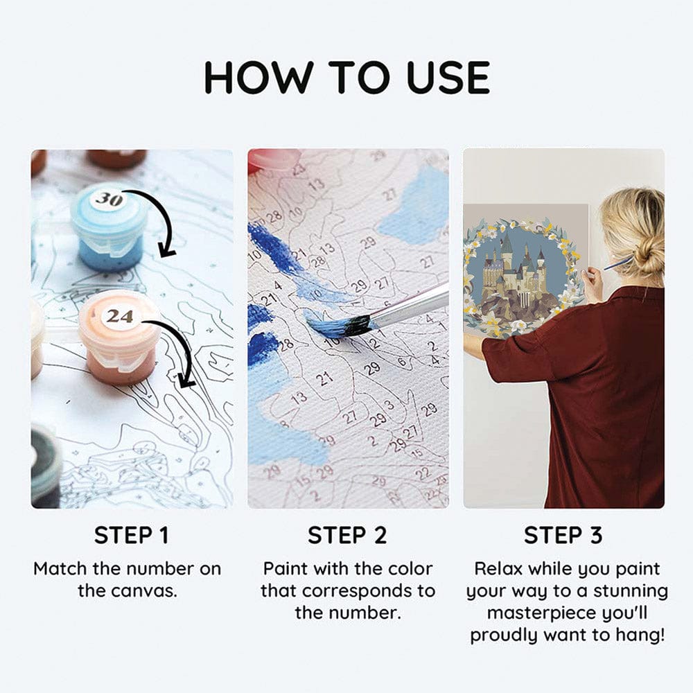 Painting By Numbers Kits 9.8" x 9.8" (25x25cm) Hogwarts Castle - Paint By Numbers Kit