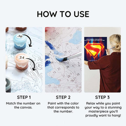 Painting By Numbers Kits 9.8" x 9.8" (25x25cm) Superman Logo - Paint By Numbers Kit