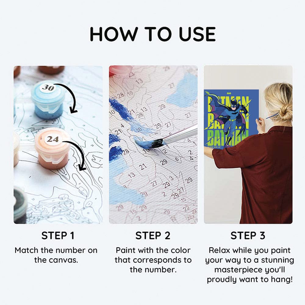 Painting By Numbers Kits 9.8" x 9.8" (25x25cm) Batman - Paint By Numbers Kit