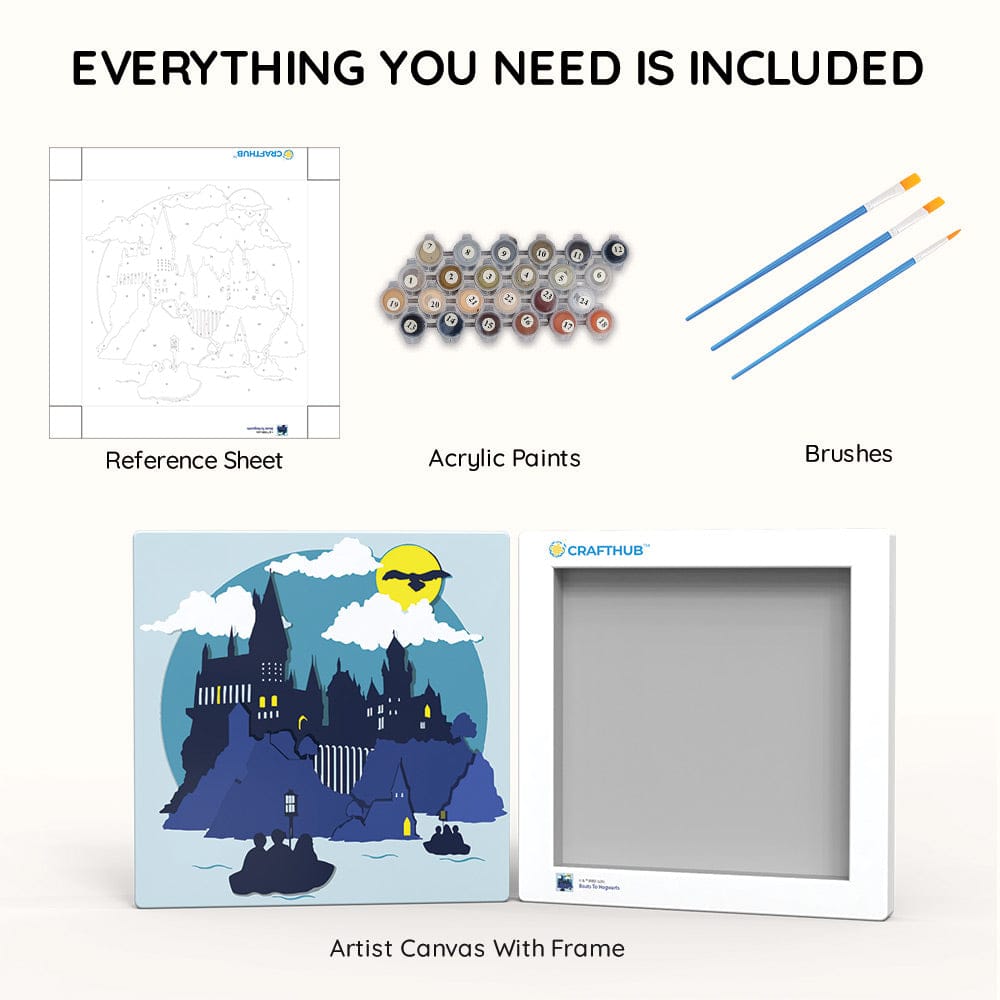 Painting By Numbers Kits 9.8" x 9.8" (25x25cm) Boats To Hogwarts - Paint By Numbers Kit