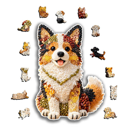 Wooden Jigsaw Puzzles A5 Grainy Corgi - Jigsaw Puzzle