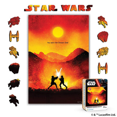 Wooden Jigsaw Puzzles A4 + Wooden Gift Box Mustafar Battle – Wooden Jigsaw Puzzle
