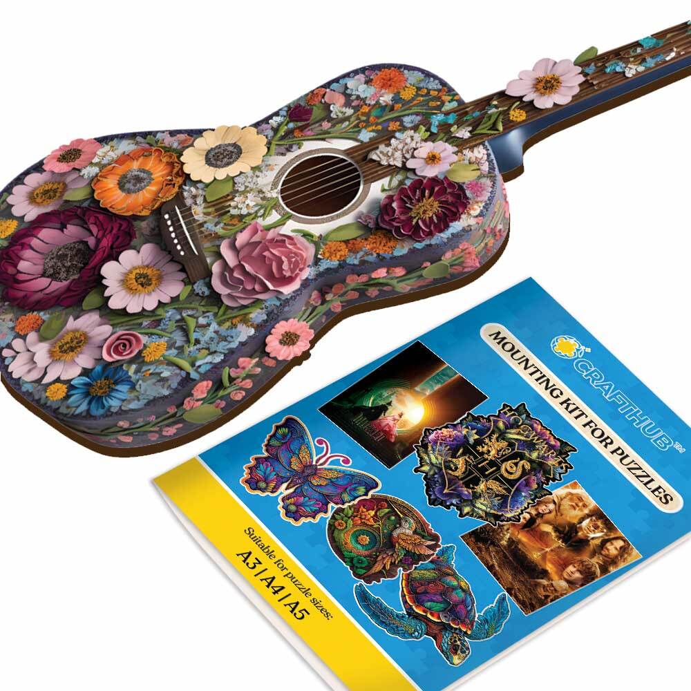 Wooden Jigsaw Puzzles A2+Wooden Gift Box & Mounting Kit - Save $10 Today Guitar - Jigsaw Puzzle
