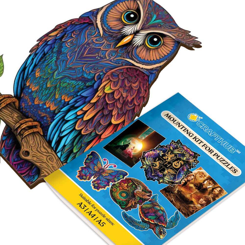 Wooden Jigsaw Puzzles A2+Wooden Gift Box & Mounting Kit - Save $10 Today Wisdom Owl - Jigsaw Puzzle